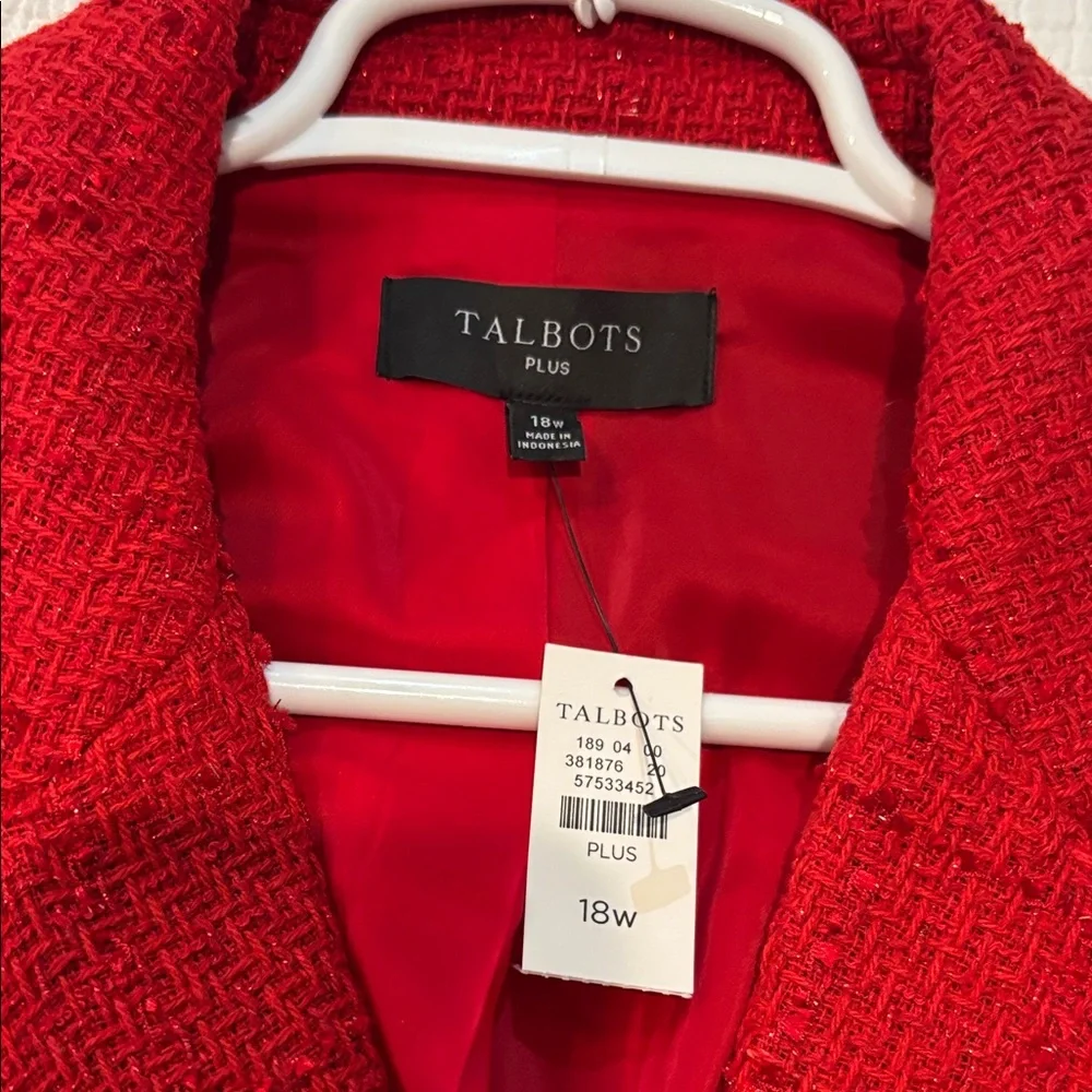 Talbots Red Metallic Tweed Blazer NWT Sz18W - Picture 6 of 10